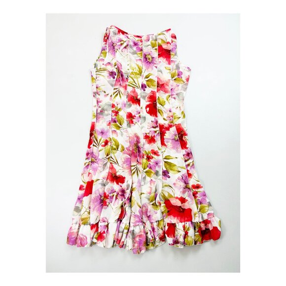 Z STUDIO Watercolor Floral Shift Dress SZ 12 Ruffled Semi-Sheer Pretty Feminine - Picture 11 of 11